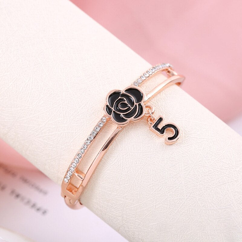 Simple new style rose gold diamond flower dripping oil bracelet women
