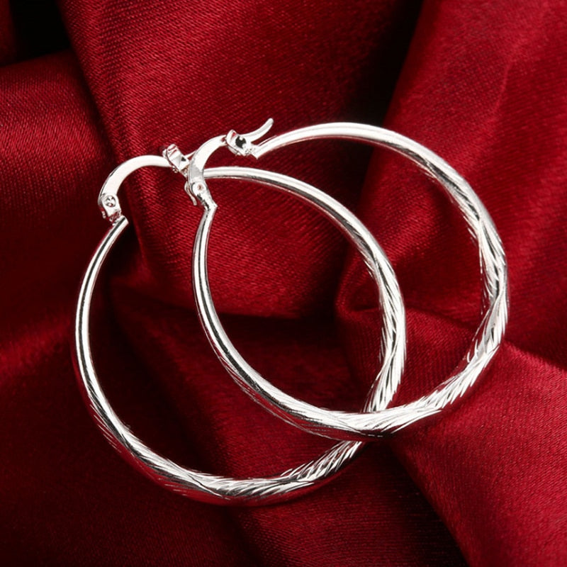Diameter:4.0cm 1 Pairs Elegant Jewelry Silver Plated Women Lady Wedding Earrings Hot Selling High Quality Fashion