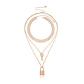 Rock Cuban block chain lover lock pendant collar necklace steampunk hip hop padlock chain necklace women couple jewelry