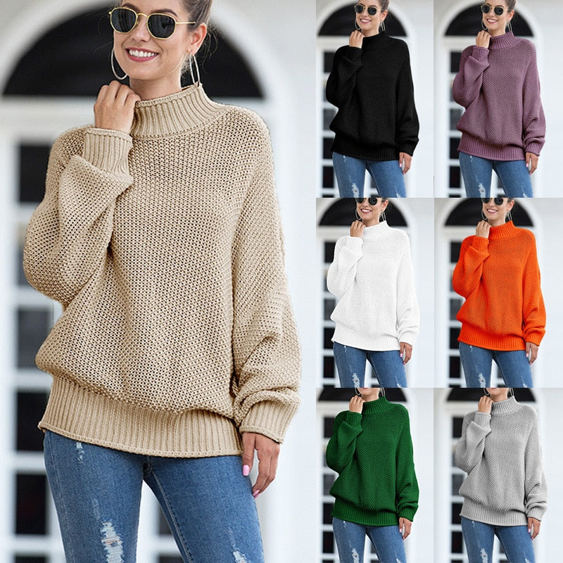 2020 autumn and winter thick line sweater women curled bat sleeve sweater