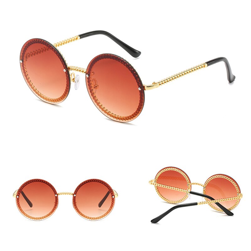 Round Sunglasses Women 2021 Luxury Brand Rimless Sun glasses lunettes de sol femme Shades Women Sunglass zonnebril dames UV400