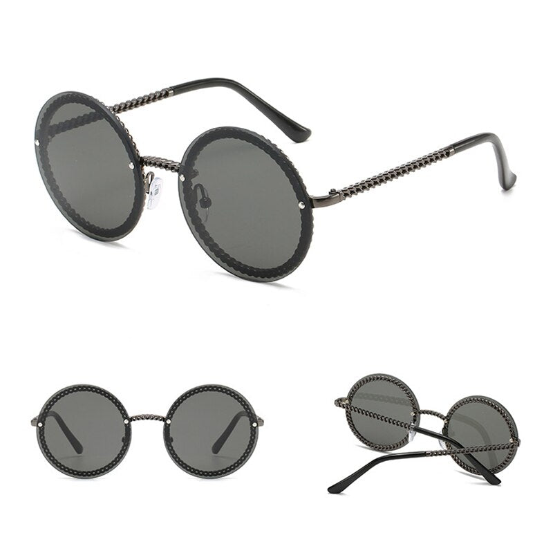 Round Sunglasses Women 2021 Luxury Brand Rimless Sun glasses lunettes de sol femme Shades Women Sunglass zonnebril dames UV400