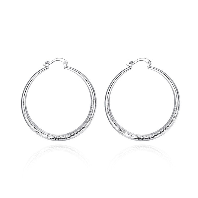 Diameter:4.0cm 1 Pairs Elegant Jewelry Silver Plated Women Lady Wedding Earrings Hot Selling High Quality Fashion