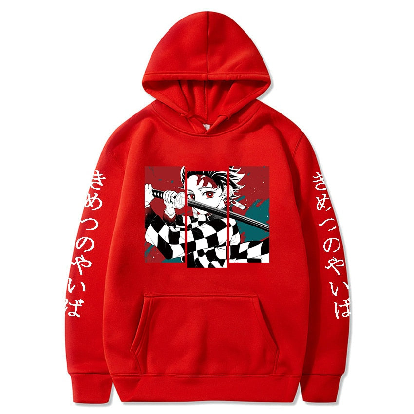 Demon Slayer Anime Tanjiro and Nezuko Hoodie Sweatshirt Women Kimetsu No Yaiba Sweatshirt Streetwear Sudadera Mujer