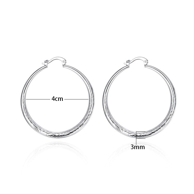 Diameter:4.0cm 1 Pairs Elegant Jewelry Silver Plated Women Lady Wedding Earrings Hot Selling High Quality Fashion