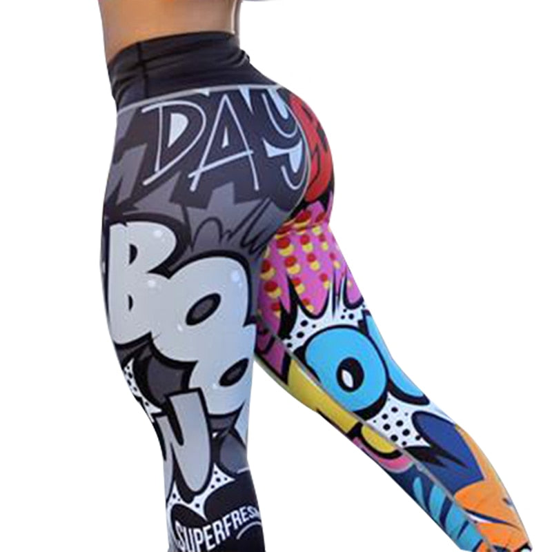 CHRLEISURE Women Digital Printing Leggings Workout Leggings High Waist Push Up Legging Fitness Leggings Women'S Pants