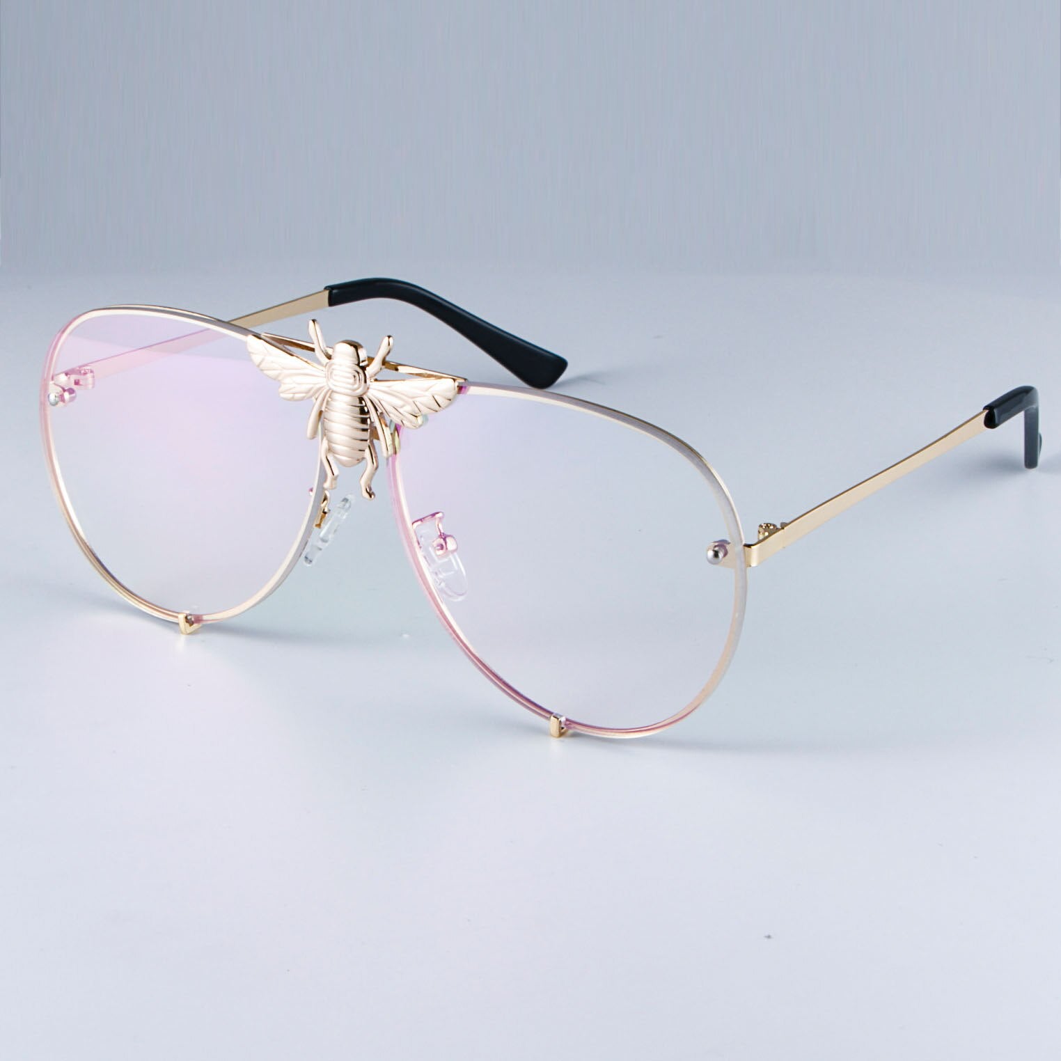 47850 Luxury Metal Big Bee Pilot Sunglasses Gradient Lenses UV400 Retro Men Women Shades