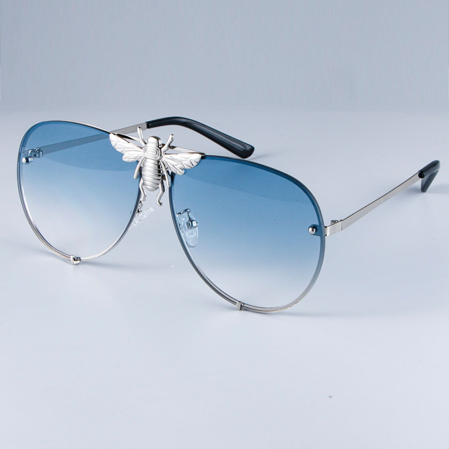47850 Luxury Metal Big Bee Pilot Sunglasses Gradient Lenses UV400 Retro Men Women Shades
