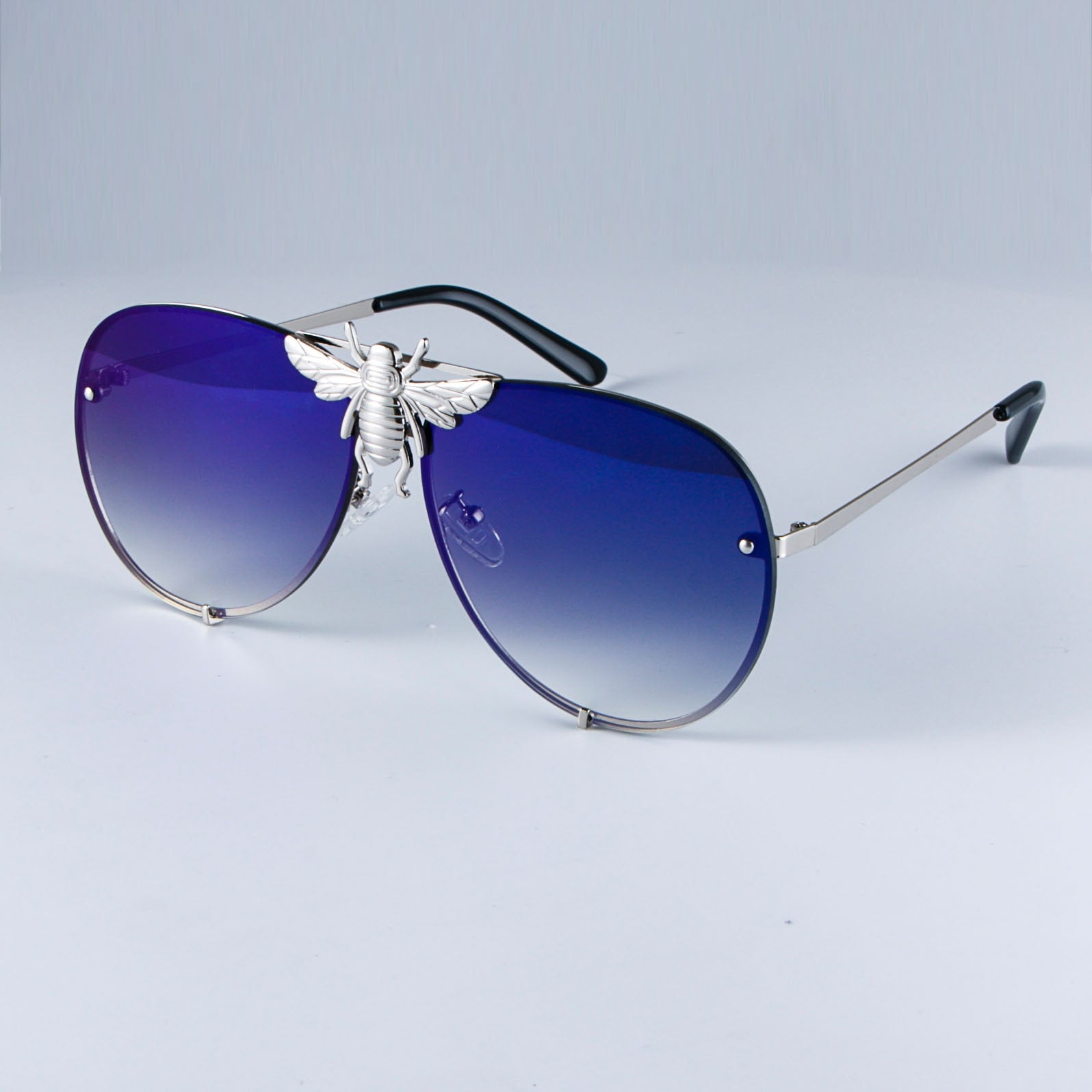 47850 Luxury Metal Big Bee Pilot Sunglasses Gradient Lenses UV400 Retro Men Women Shades