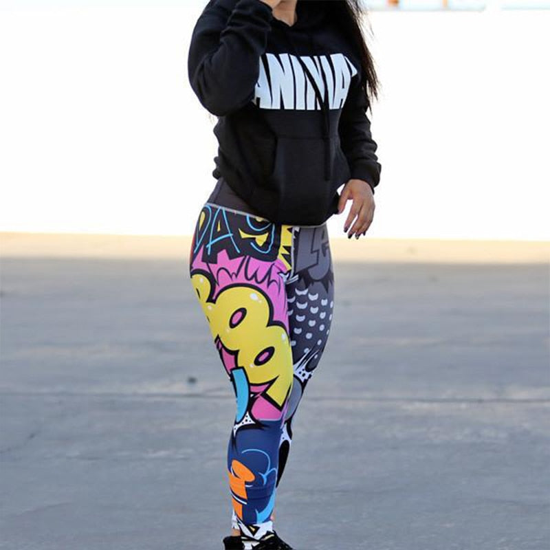 CHRLEISURE Women Digital Printing Leggings Workout Leggings High Waist Push Up Legging Fitness Leggings Women'S Pants