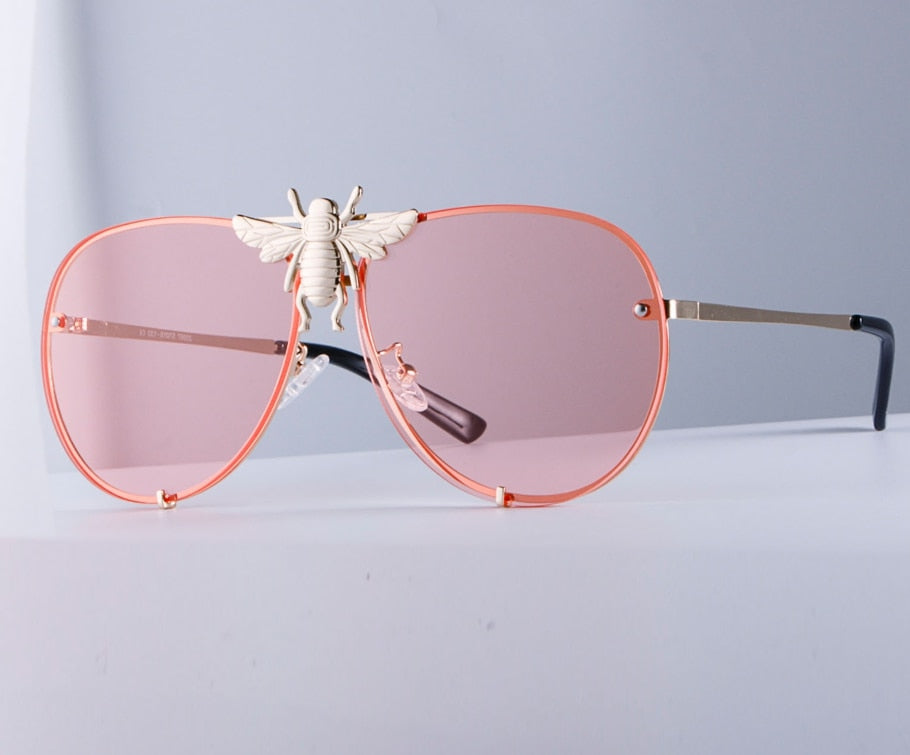 47850 Luxury Metal Big Bee Pilot Sunglasses Gradient Lenses UV400 Retro Men Women Shades