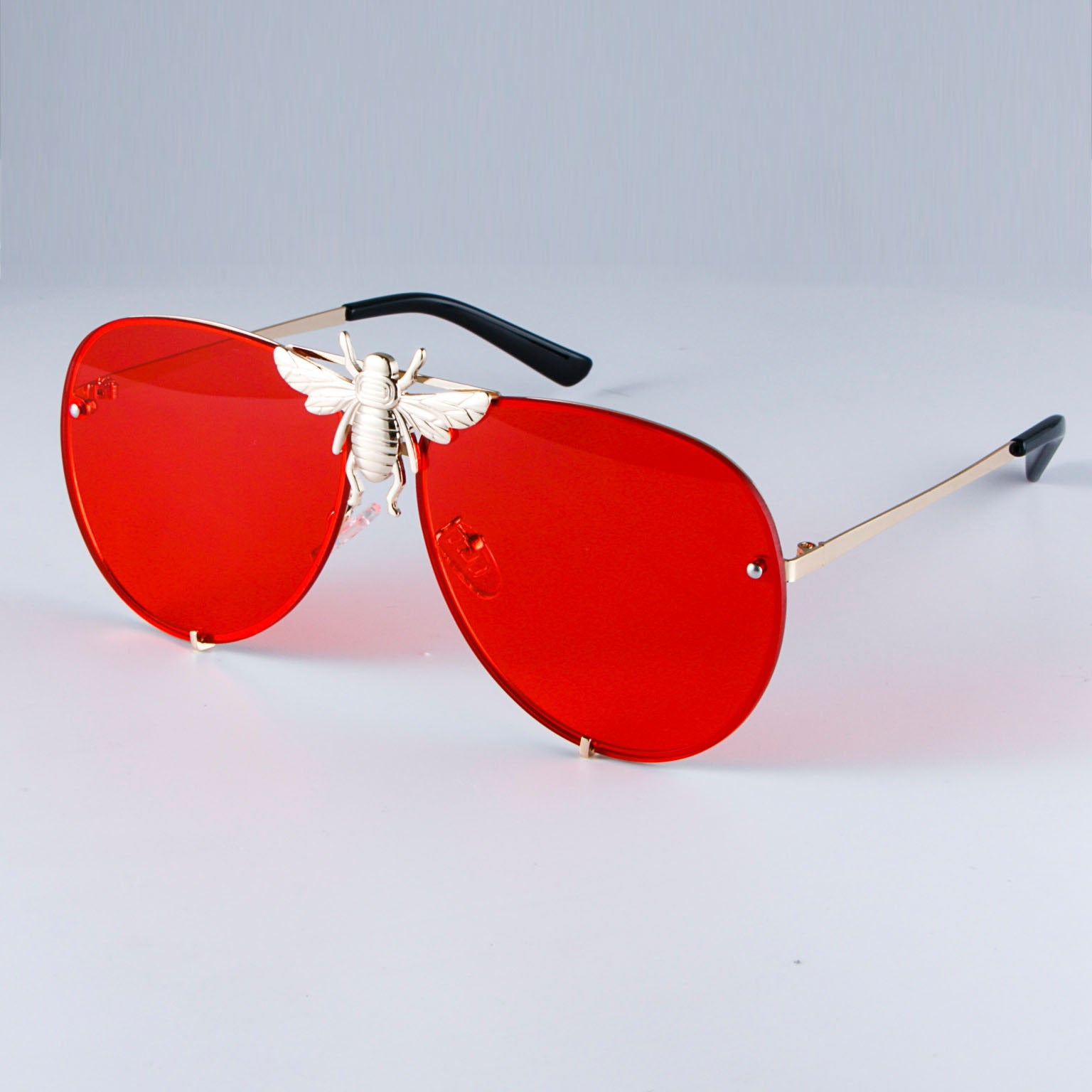 47850 Luxury Metal Big Bee Pilot Sunglasses Gradient Lenses UV400 Retro Men Women Shades
