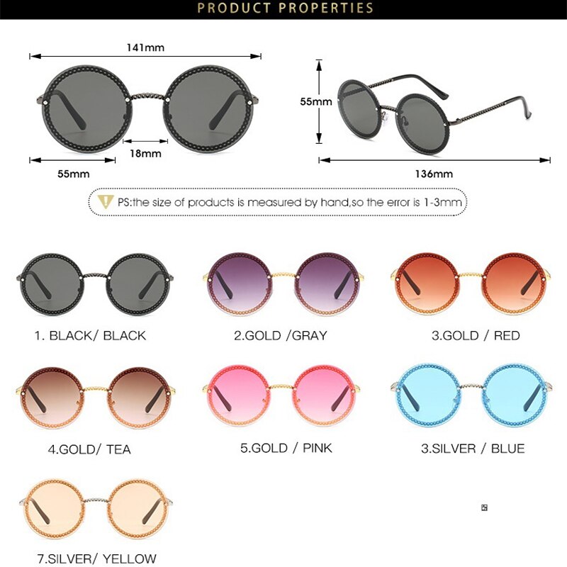 Round Sunglasses Women 2021 Luxury Brand Rimless Sun glasses lunettes de sol femme Shades Women Sunglass zonnebril dames UV400