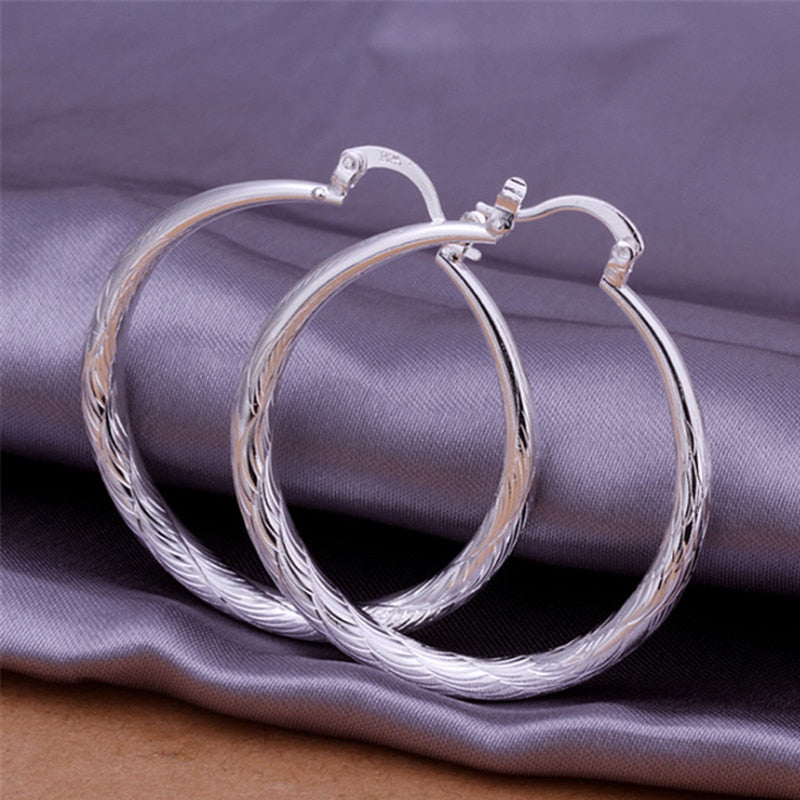 Diameter:4.0cm 1 Pairs Elegant Jewelry Silver Plated Women Lady Wedding Earrings Hot Selling High Quality Fashion